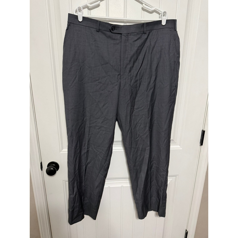 Unbranded Dress Pants Mens 40x30 Gray Wool Blend Flat Front Business Slacks EUC